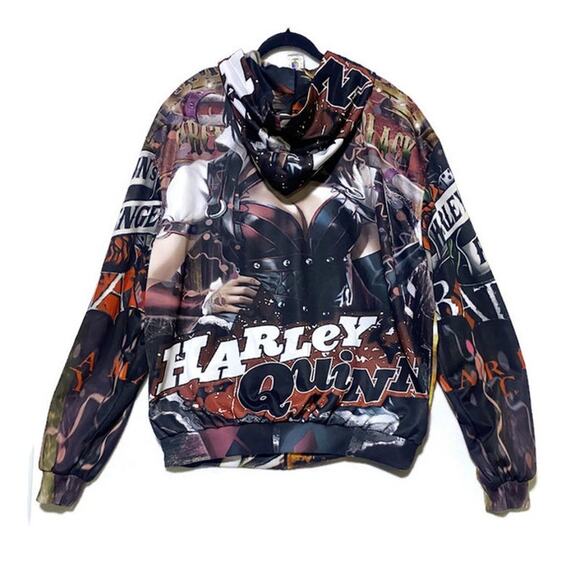 Harley Quinn's Revenge Zip Up Graphic Hoodie Men's Size 3XL Print Out Shop - Picture 2 of 8